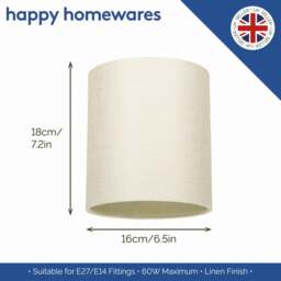 "Rackhams Contemporary and Sleek Cream Linen Fabric 6"" Cylindrical Lamp Shade 60w Maximum" - thumbnail 5