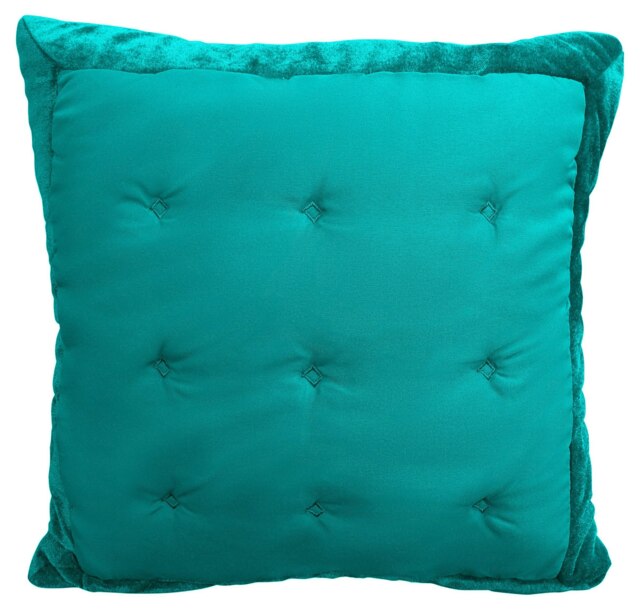 Rackhams Modern Velvet Edge Cushion - 43cm x 43cm - Teal - image 1