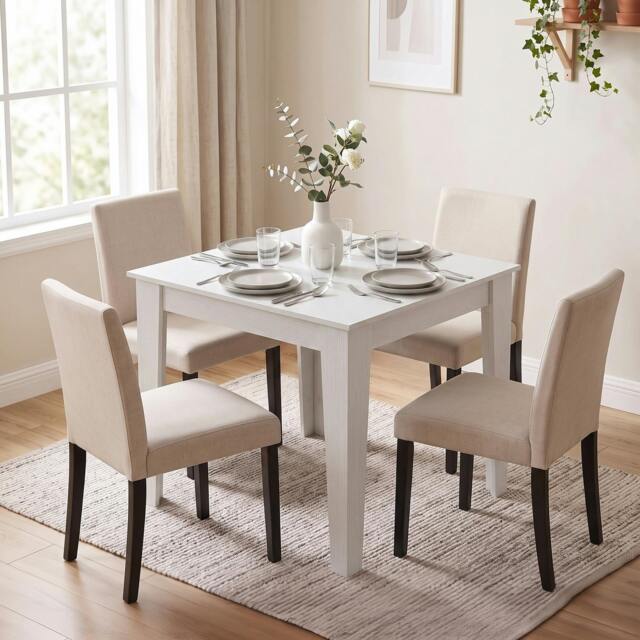 Rackhams Dining Table for 4, 80L x 80W x 75Hcm, White - image 1