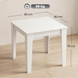 Rackhams Dining Table for 4, 80L x 80W x 75Hcm, White - thumbnail 3