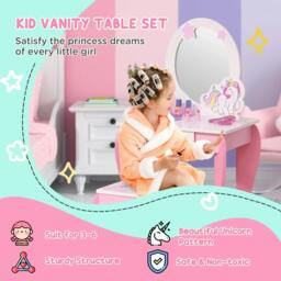 Rackhams Kids Dressing Table with Mirror, Stool, Pink - thumbnail 4