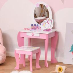 Rackhams Kids Dressing Table with Mirror, Stool, Pink - thumbnail 2