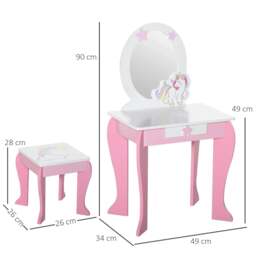 Rackhams Kids Dressing Table with Mirror, Stool, Pink - thumbnail 3