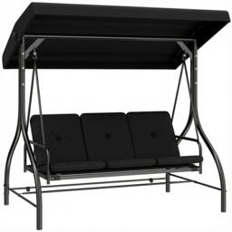 Rackhams 3 Seater Canopy Swing Chair Porch Hammock Bed Rocking Bench - Light Grey - thumbnail 3