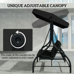 Rackhams 3 Seater Canopy Swing Chair Porch Hammock Bed Rocking Bench - Light Grey - thumbnail 5
