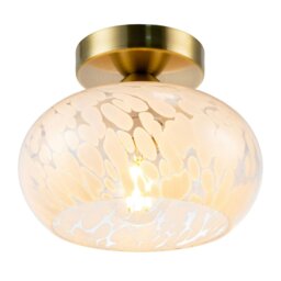 Rackhams Antique Brass Ceiling Light Fitting with White Snowflake Glass Shade - thumbnail 3