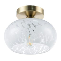 Rackhams Antique Brass Ceiling Light Fitting with White Snowflake Glass Shade - thumbnail 4