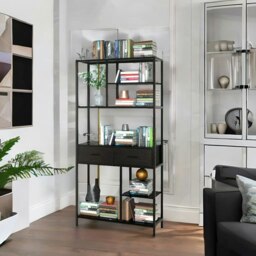 Rackhams Industrial Bookcase Storage Cabinet Open Shelving Unit Black - thumbnail 3