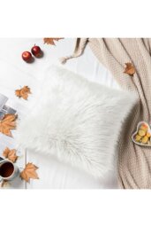 Rackhams 50*50cm Fluffy Faux Wool White Cushion Cover - White - thumbnail 5