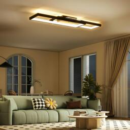 Rackhams LED Ceiling Light, Dimmable Ceiling Light with Remote Control, Black - 1 - Steel, Acrylic, PVC - Matte black