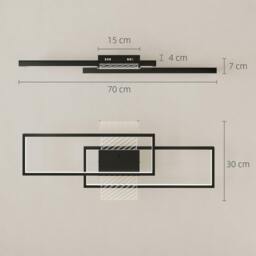 Rackhams LED Ceiling Light, Dimmable Ceiling Light with Remote Control, Black - 1 - Steel, Acrylic, PVC - Matte black - thumbnail 3