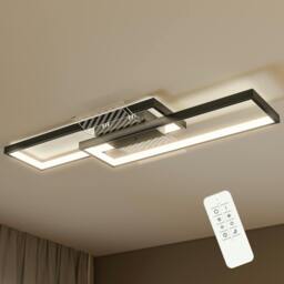 Rackhams LED Ceiling Light, Dimmable Ceiling Light with Remote Control, Black - 1 - Steel, Acrylic, PVC - Matte black - thumbnail 2