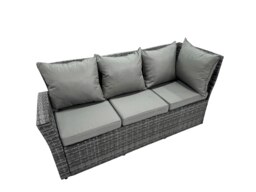Rackhams Poly Rattan Outdoor Patio Gas Firpit Dining Table Corner Sofa Set with 3 Stools Chair for Garden Backyard Dark Grey Mixed - thumbnail 6