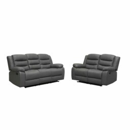 Rackhams Roma Leather Grey Sofa 3+2 Seater Recliner Sofa in Grey - 3 Seater - thumbnail 3