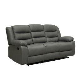 Rackhams Roma Leather Grey Sofa 3+2 Seater Recliner Sofa in Grey - 3 Seater - thumbnail 4