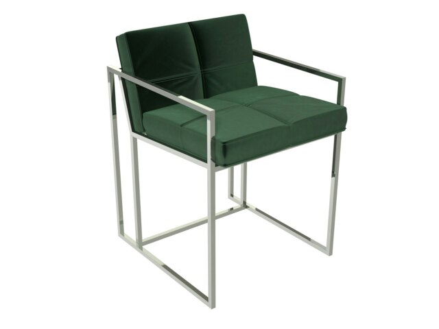 Rackhams Federico Dining Chairs - Chrome (Polished Stainless Steel) - Green Deep Velvet - image 1