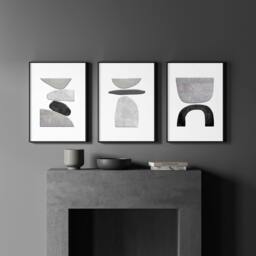 Rackhams Abstract Painting Black And White - Set of 3 wall art prints - A2 16.54 x 23.39 in / 42 x 59.4 cm - Satin Photo paper 280 gsm - Unframed - thumbnail 3