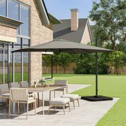 Rackhams 3×3M Garden Parasol Umbrella Cantilever Parasol with Petal Water Tank - Taupe - thumbnail 2