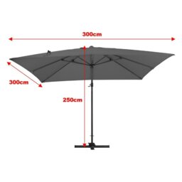 Rackhams 3×3M Garden Parasol Umbrella Cantilever Parasol with Petal Water Tank - Taupe - thumbnail 4