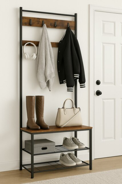 Rackhams Coat Rack with Shoe Storage Bench with Steel Frame - image 1