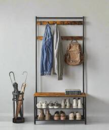 Rackhams Coat Rack with Shoe Storage Bench with Steel Frame - thumbnail 2