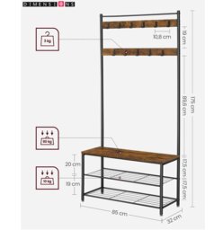 Rackhams Coat Rack with Shoe Storage Bench with Steel Frame - thumbnail 3