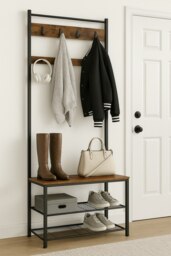 Rackhams Coat Rack with Shoe Storage Bench with Steel Frame