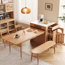Rackhams Kacey Extendable Dining Table Set, Storage, Solid Wood - 4 - thumbnail 5