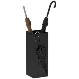Rackhams Square Umbrella Holder with Hooks and Water Tray for Entryway Black - Black - thumbnail 2