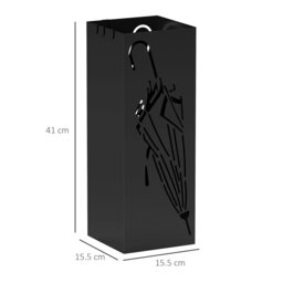 Rackhams Square Umbrella Holder with Hooks and Water Tray for Entryway Black - Black - thumbnail 5