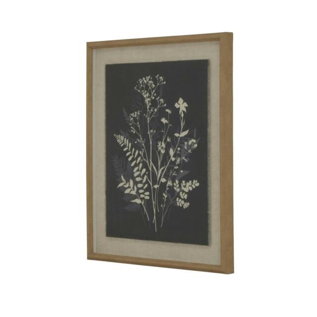 Rackhams Flora & Fauna Collection Grove Beaded Linen Framed Wall Art - White/Black - White/Black - 50cm x 2cm x 40cm - White/Black - image 1