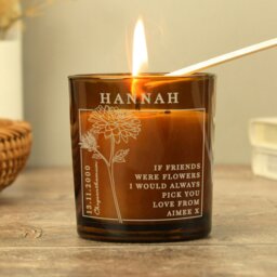 Rackhams Personalised November Birth Flower Amber Glass Candle - thumbnail 4