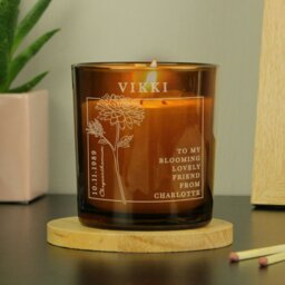 Rackhams Personalised November Birth Flower Amber Glass Candle