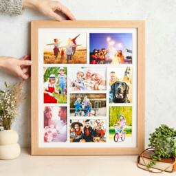 Rackhams Solid Oak Nine Aperture Picture Frame with Mount - Natural Finish - Nine Aperture Frame - thumbnail 2