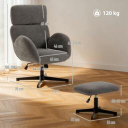 Rackhams Swivel Armchair with Footstool, Rocking Accent Chair - Grey - thumbnail 3