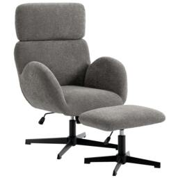 Rackhams Swivel Armchair with Footstool, Rocking Accent Chair - Grey - thumbnail 2