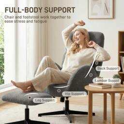 Rackhams Swivel Armchair with Footstool, Rocking Accent Chair - Grey - thumbnail 4