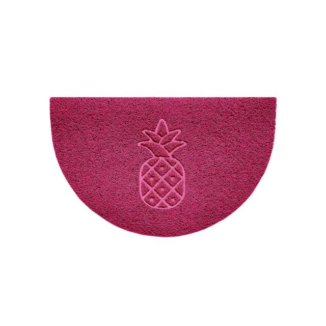 Rackhams Pineapple Embossed Halfmoon Indoor/Sheltered Outdoor Spaghetti Doormat - Pink - image 1