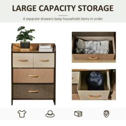 Rackhams 4-Drawer Dresser, 3-Tier Storage Organizer, Tower Unit for Bedroom Hallway Closets with Steel Frame Wooden Top - Multi Colour - thumbnail 5