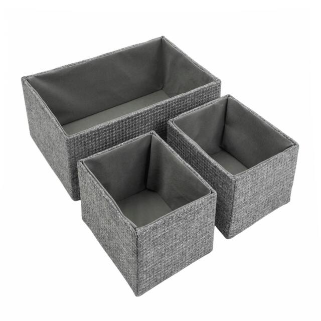 Rackhams Chroma Rectangular Fabric Storage Baskets for Home Organisation, Set of 3, Grey - image 1