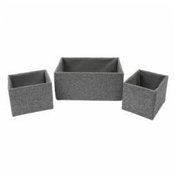 Rackhams Chroma Rectangular Fabric Storage Baskets for Home Organisation, Set of 3, Grey - thumbnail 2