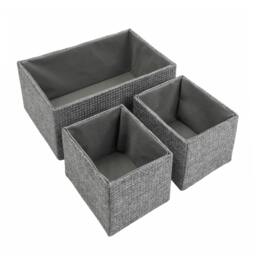 Rackhams Chroma Rectangular Fabric Storage Baskets for Home Organisation, Set of 3, Grey - thumbnail 1