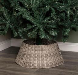 Rackhams 40/58cm Samuel Alexander Medium KD Plastic Wicker Rattan Woven Christmas Tree Skirt in Grey - thumbnail 1