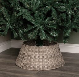 Rackhams 40/58cm Samuel Alexander Medium KD Plastic Wicker Rattan Woven Christmas Tree Skirt in Grey - thumbnail 2