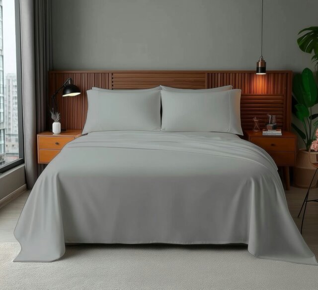 Rackhams Microfibre Soft Touch Flat Sheet Plain Dyed Bed Linen - Single - Silver - image 1
