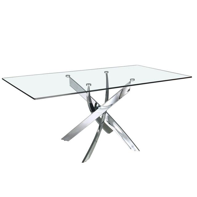Rackhams Rectangular tempered glass and chrome-plated steel dining table 1061 - 160 x 95 x 75 - image 1