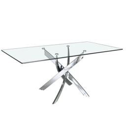 Rackhams Rectangular tempered glass and chrome-plated steel dining table 1061 - 160 x 95 x 75 - thumbnail 1