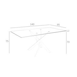 Rackhams Rectangular tempered glass and chrome-plated steel dining table 1061 - 160 x 95 x 75 - thumbnail 3