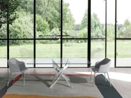 Rackhams Rectangular tempered glass and chrome-plated steel dining table 1061 - 160 x 95 x 75 - thumbnail 5