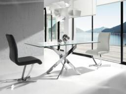 Rackhams Rectangular tempered glass and chrome-plated steel dining table 1061 - 160 x 95 x 75 - thumbnail 4